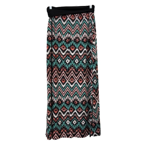 Vanity Aztec Geometric Maxi Skirt Womens Medium Black Multi Western Navajo Boho - Picture 1 of 6